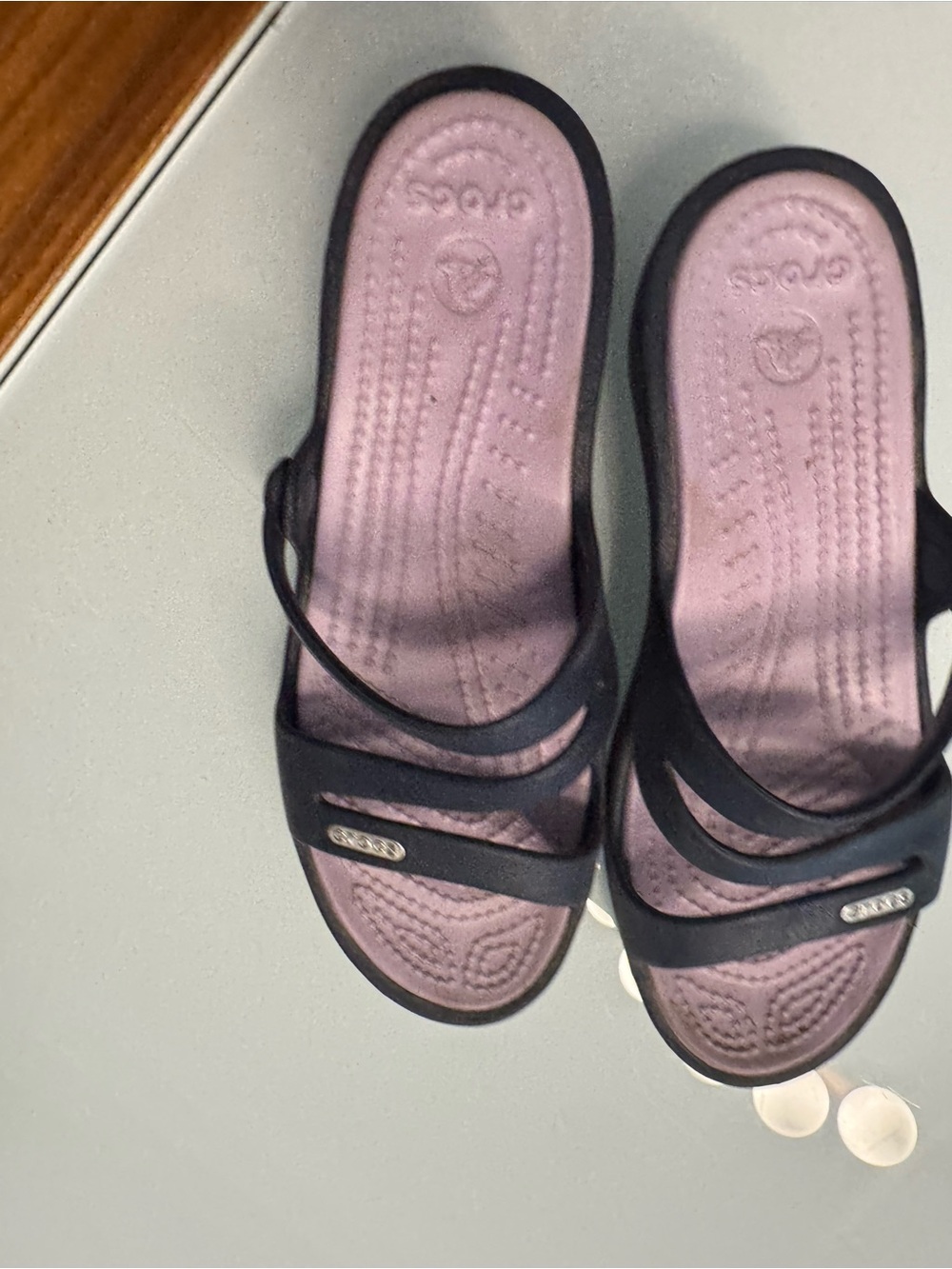 Crocs Women’s navy/Purple Slip-On Sandals